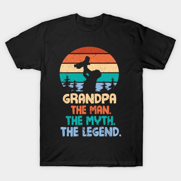 Grandpa The Man The Myth The Legend Happy Parent Father Independence July 4th Summer Day Vintage T-Shirt by DainaMotteut